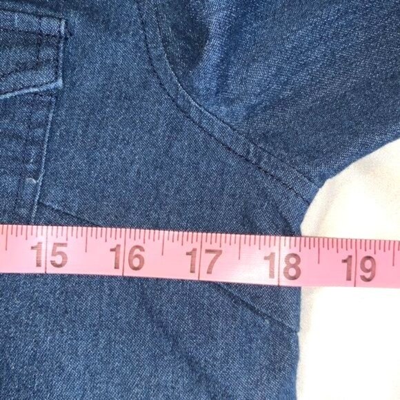 Denim Blue Womens Button Down Jean Shirt Fitted Western Style - Picture 13 of 13